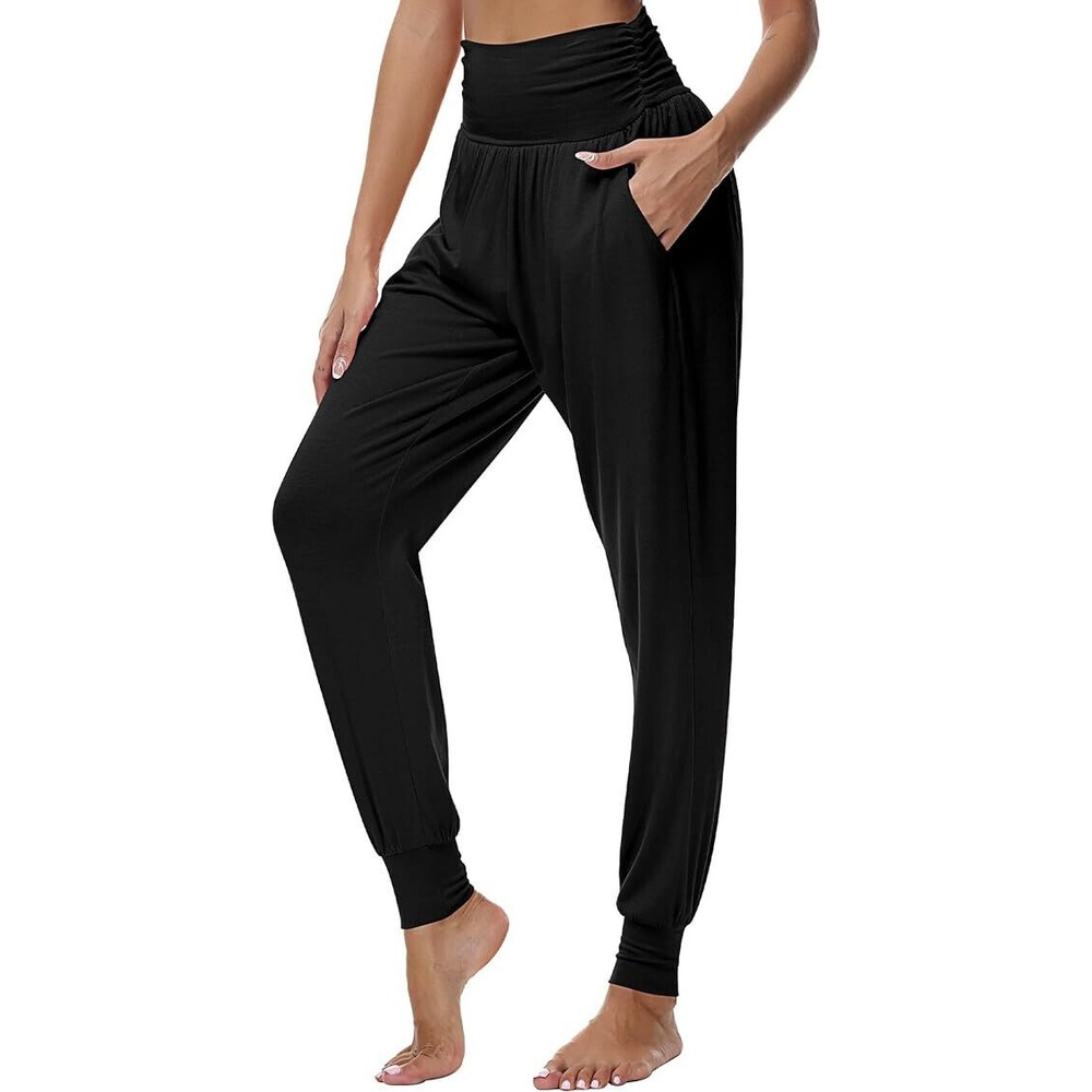 Ficerd Womens Black Cozy Lounge Jogger Pants High‎ Waisted Size M